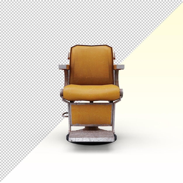 yellow vintage barber chair isolated