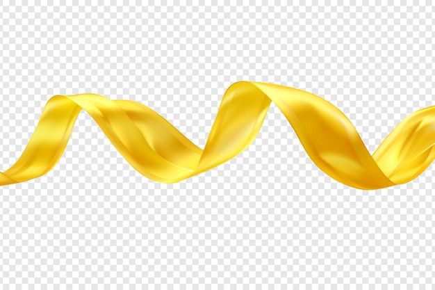 PSD yellow wave ribbon isolated on transparent background