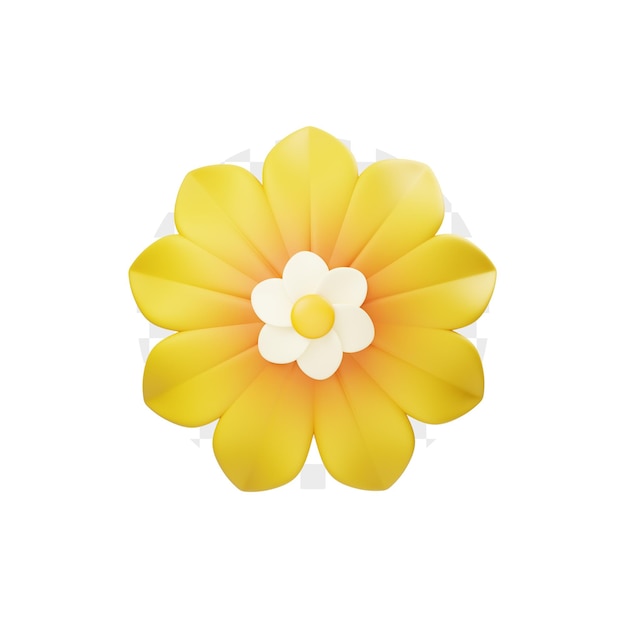 Yellow White Flower 3D Illustration