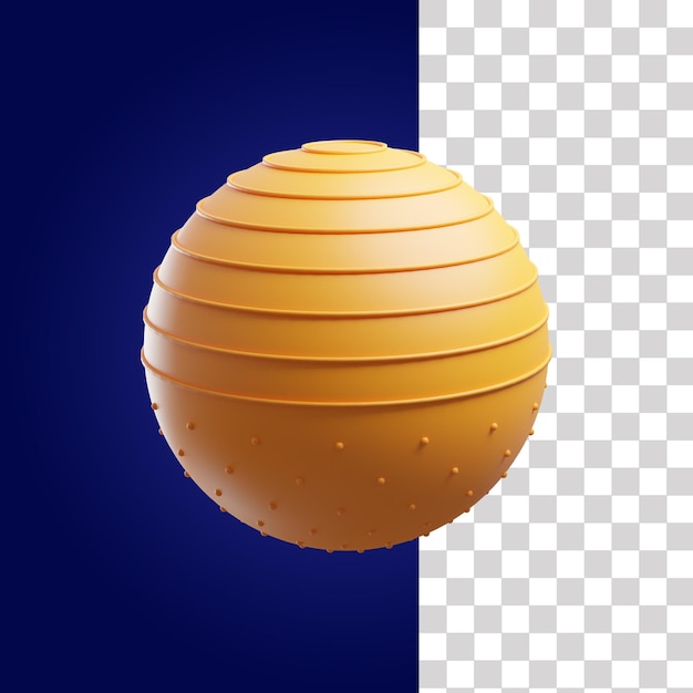 A yellow yoga ball on a blue background