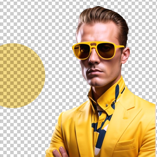 PSD yellowman with sunglass vip style transparent background ai generative