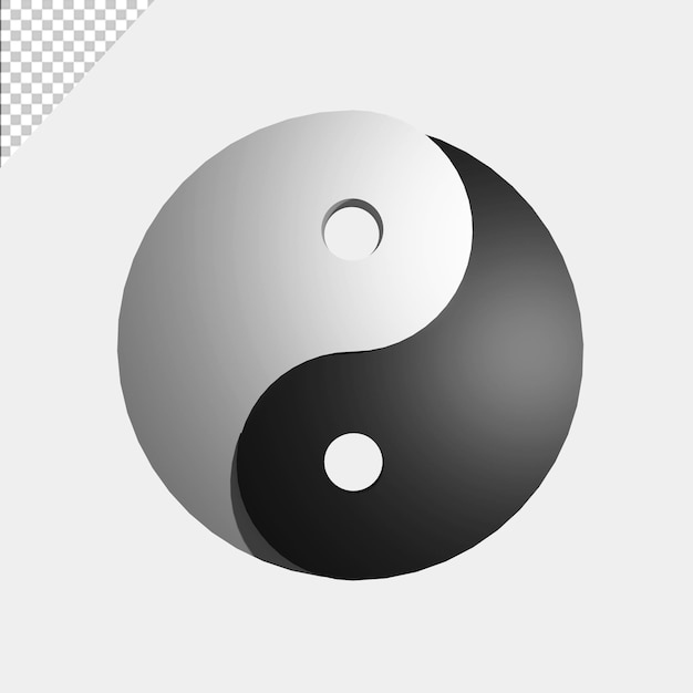 yin and yang icon in realistic 3d rendering free psd