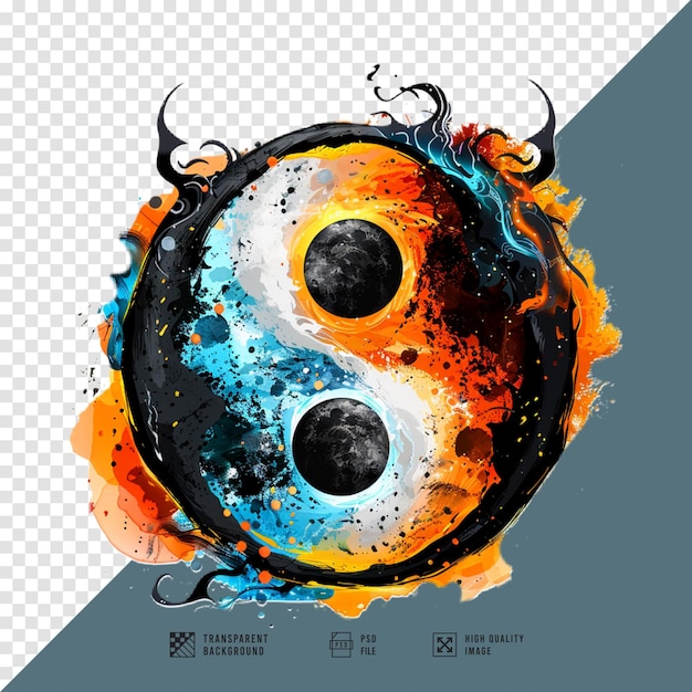 yin and yang illustration without background HD quality