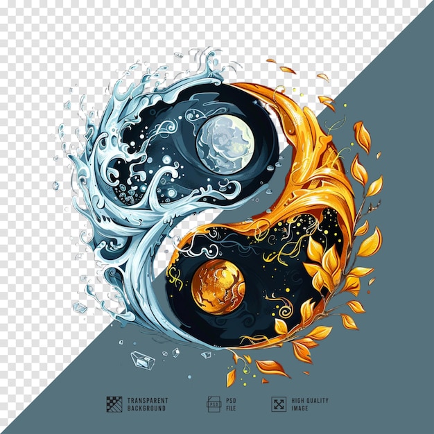 PSD yin and yang illustration without background hd quality