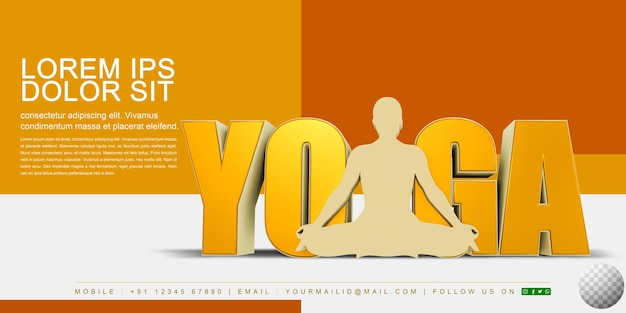 Yoga 3D Rendered Banner design with transparent Background