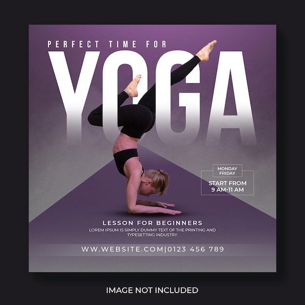 PSD yoga fitness training meditation square flyer social media post and web banner template design psd