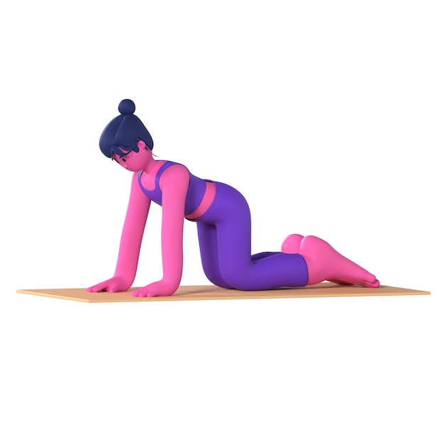 PSD yoga girl cow stretch pose wellness