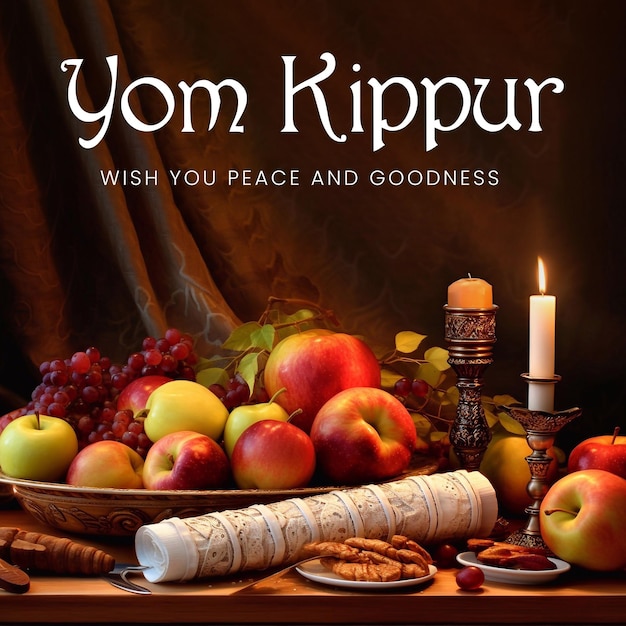 PSD yom kippur template illustration jewish holiday decorative design suitable for greeting card poster banner flyer israel holiday for judaism religion day of atonement