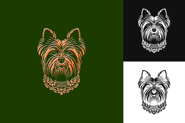 Yorkshire Terrier Icon Dainty Dog Face With a Long Silky Coa Illustration Animal Vector Art Design