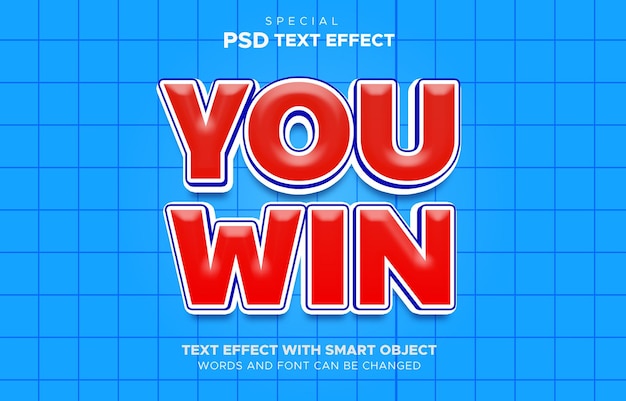 You win game text effect editable smart object