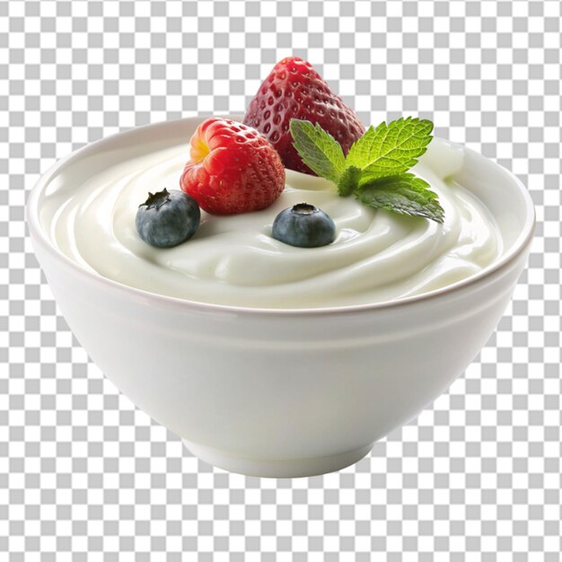 PSD yougrt in white bowl on transparent background