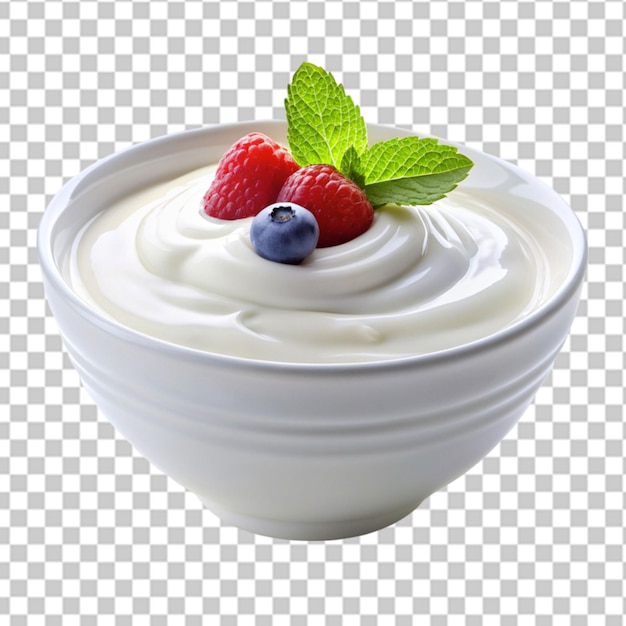 PSD yougrt in white bowl on transparent background