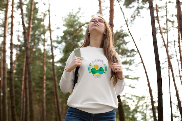 Young adult wearing forest apparel tshirt