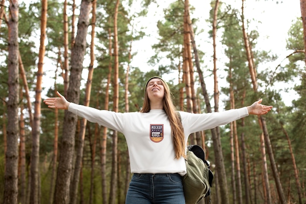 PSD young adult wearing forest apparel tshirt