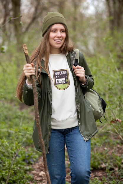 PSD young adult wearing forest apparel tshirt