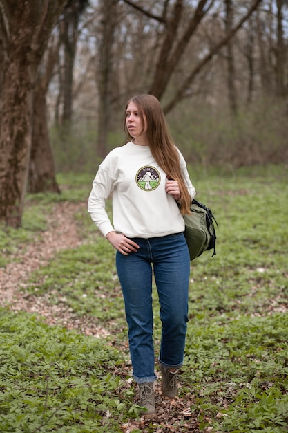 Young adult wearing forest apparel tshirt