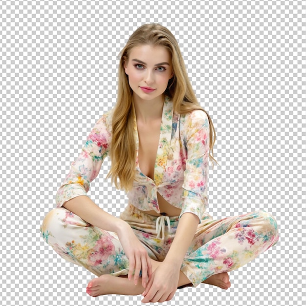 PSD young attractive woman in knees to chest pose