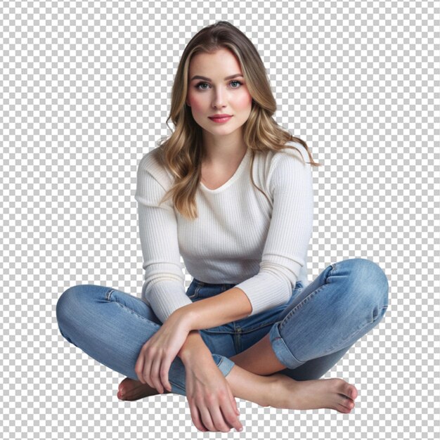 PSD young attractive woman in knees to chest pose