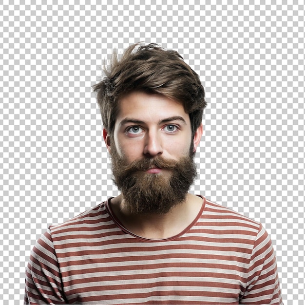 PSD young bearded man with striped