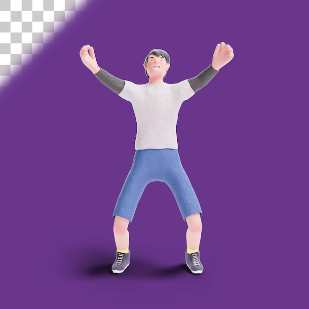 Young boy excited 3D Illustration