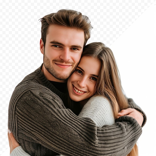 young couple embracing isolated on white isolated background