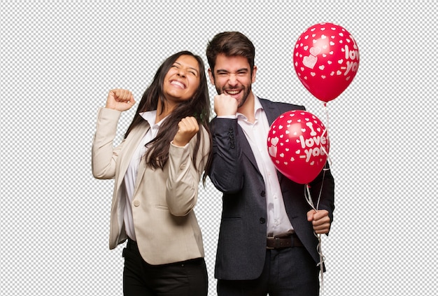 Young couple in valentines day who does not surrender