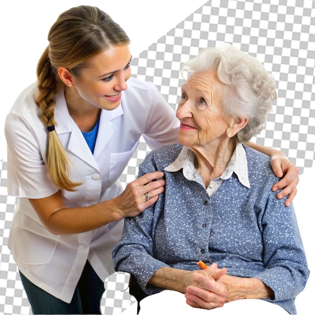 PSD young doctor giving pills to female patient