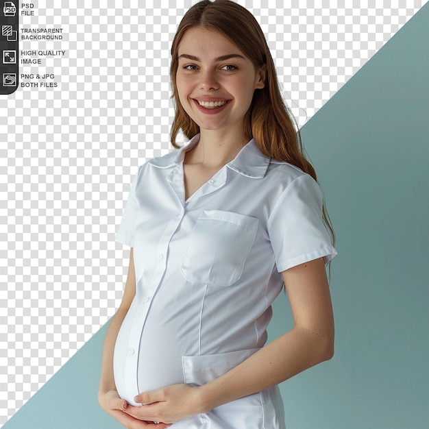 PSD a young doctor pregnant woman on transparent background