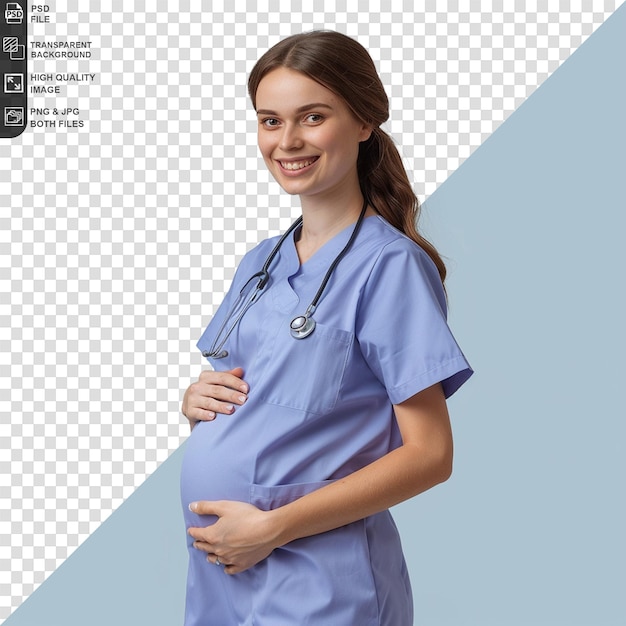 A young doctor pregnant woman on transparent background