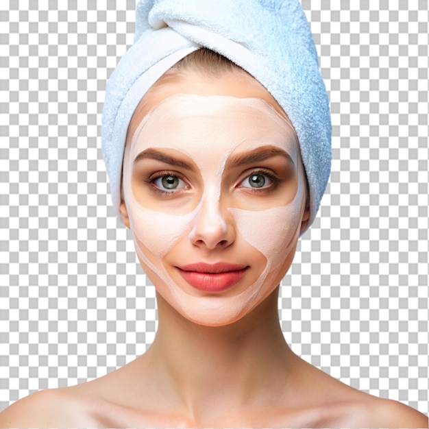 PSD young female face with cosmetic mask beauty salon