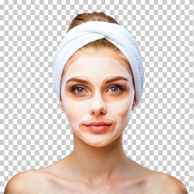 PSD young female face with cosmetic mask beauty salon