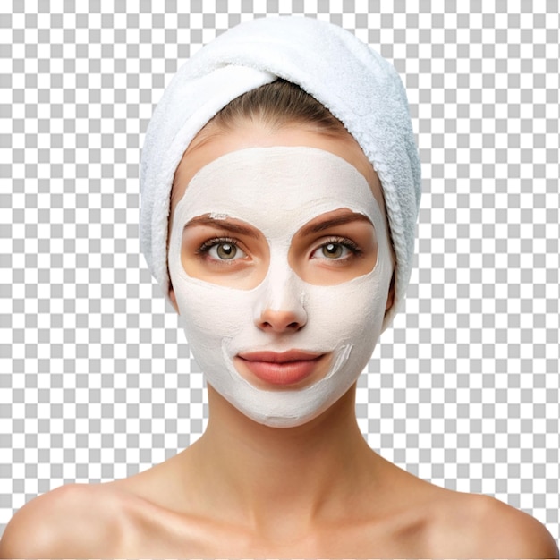 young female face with cosmetic mask beauty salon