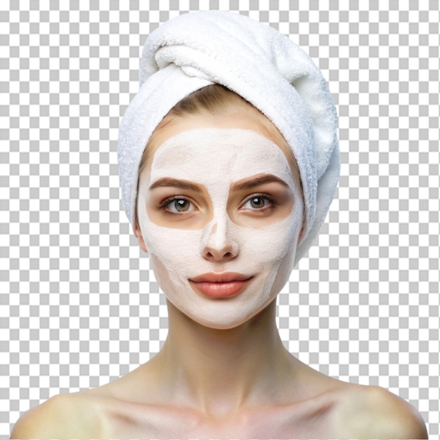 young female face with cosmetic mask beauty salon