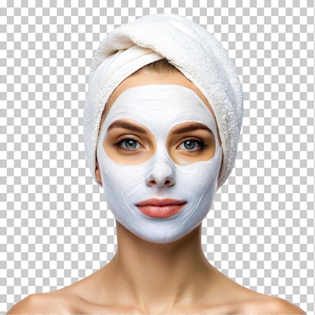 young female face with cosmetic mask beauty salon