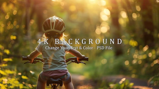 Young Girl on Bike in Sunlit Forest