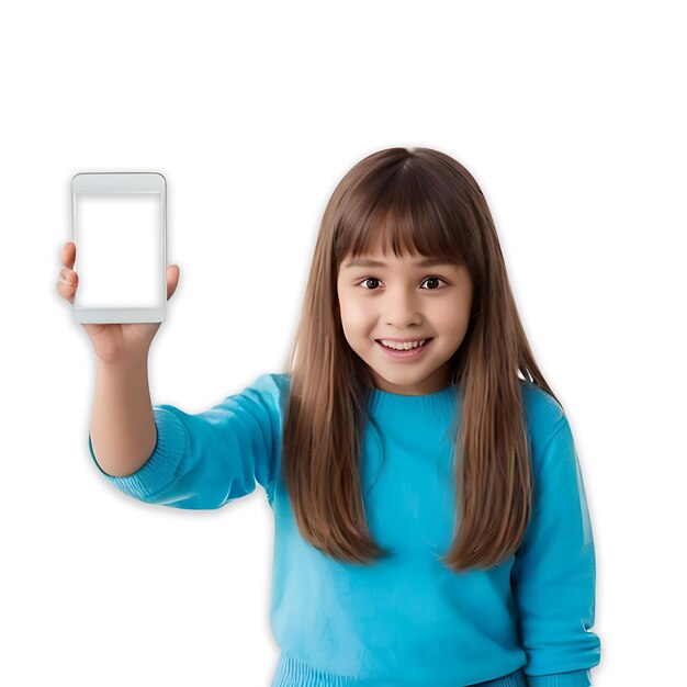 Young girl holding smart phone Photoshop design