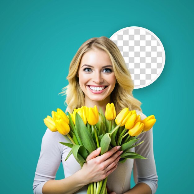 PSD young girl with flowers