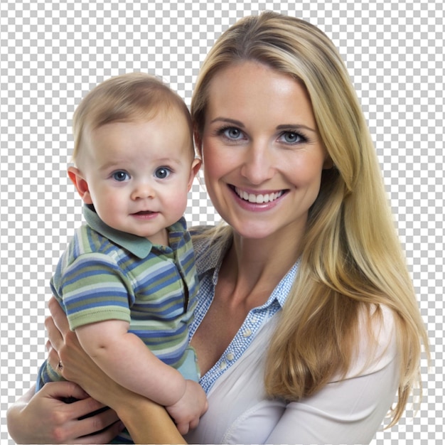 young good looking mother carry cute kid png on transparent background