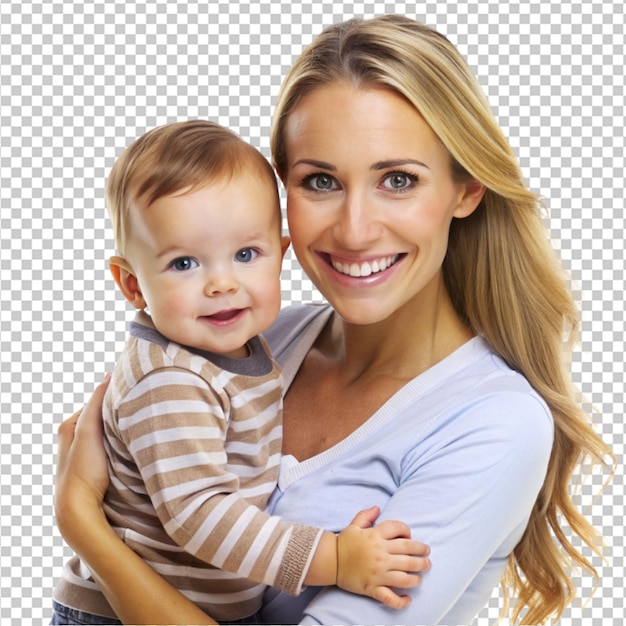 young good looking mother carry cute kid png on transparent background