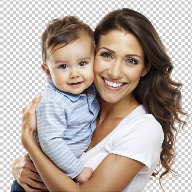 young good looking mother carry cute kid png on transparent background