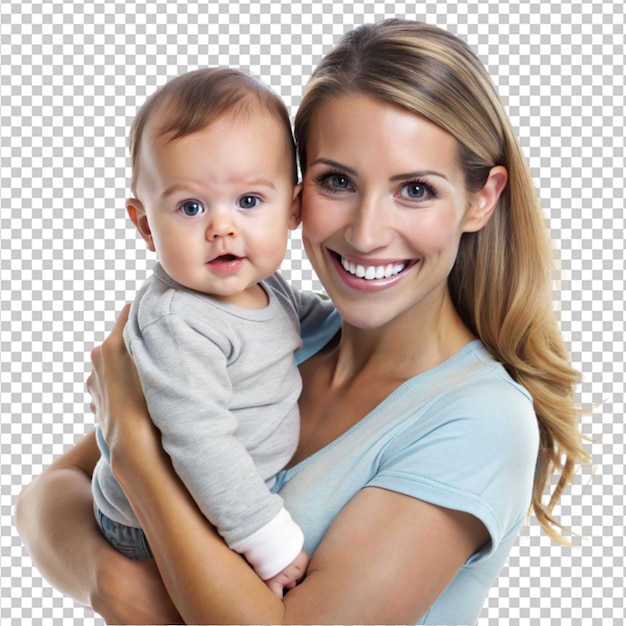 young good looking mother carry cute kid png on transparent background