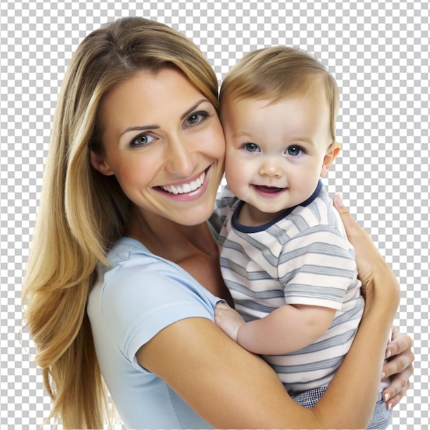 young good looking mother carry cute kid png on transparent background