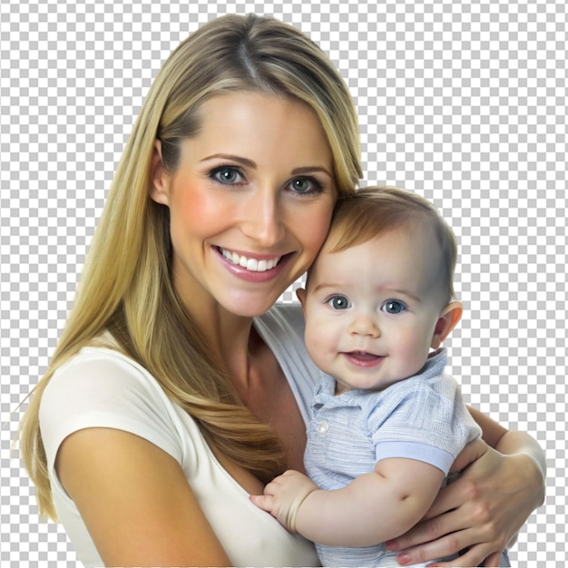 young good looking mother carry cute kid png on transparent background