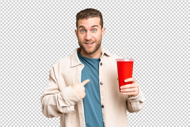 Young handsome blonde man over isolated chroma key background