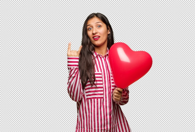 Young indian woman celebrating valentines day