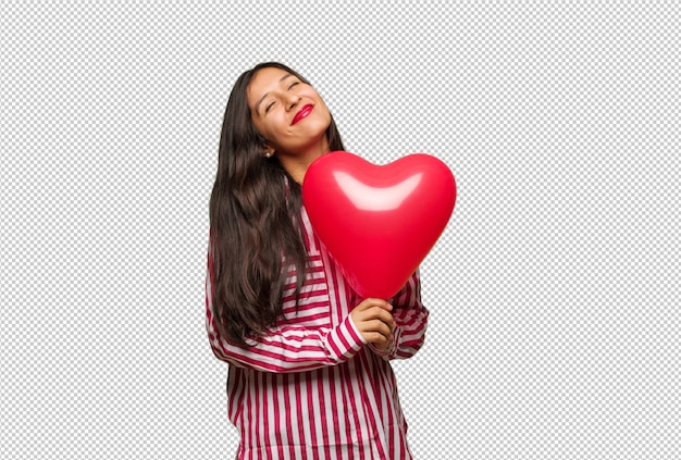 Young indian woman celebrating valentines day