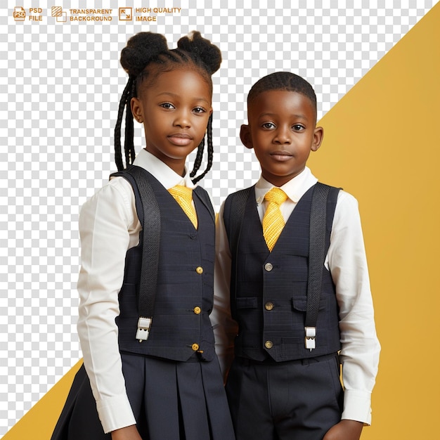 young little school children happy on transparent background