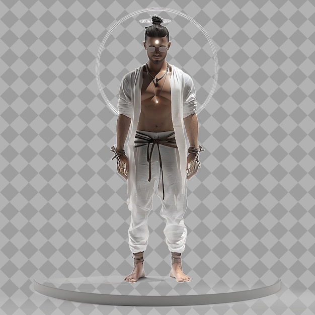 PSD young man clairvoyant with mystical form third eye aura read isolated 3d character illustration