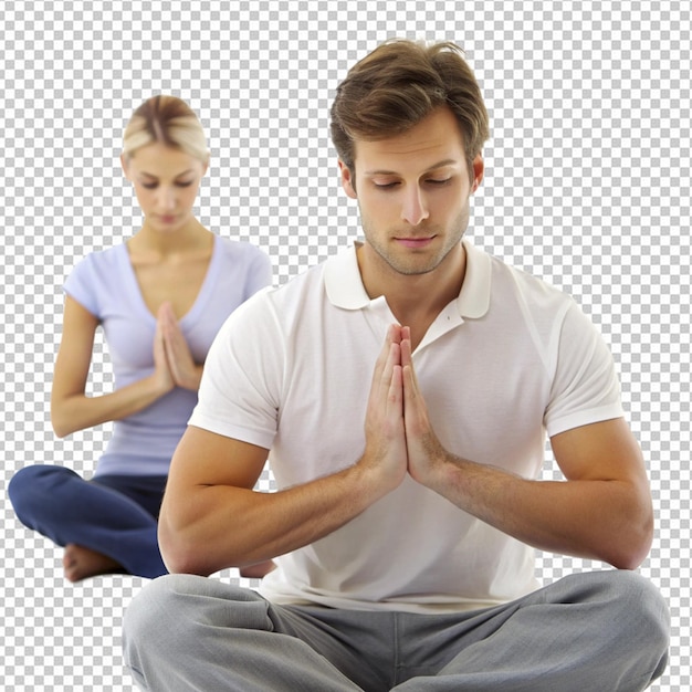 PSD young man doing mindfulness meditation ignoring