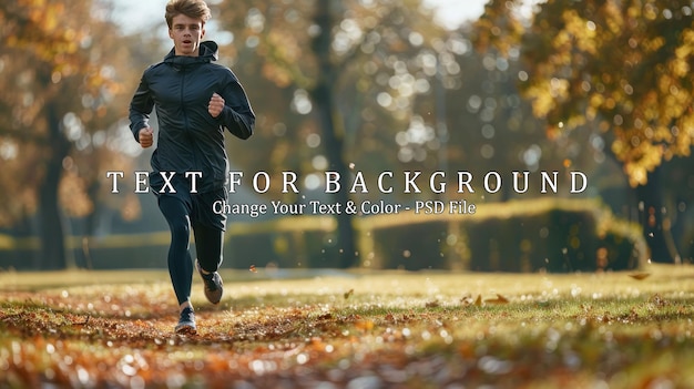 Young Man Jogging in Autumnal Park